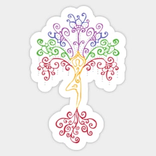 Chakra Colored Tree Pose Sticker